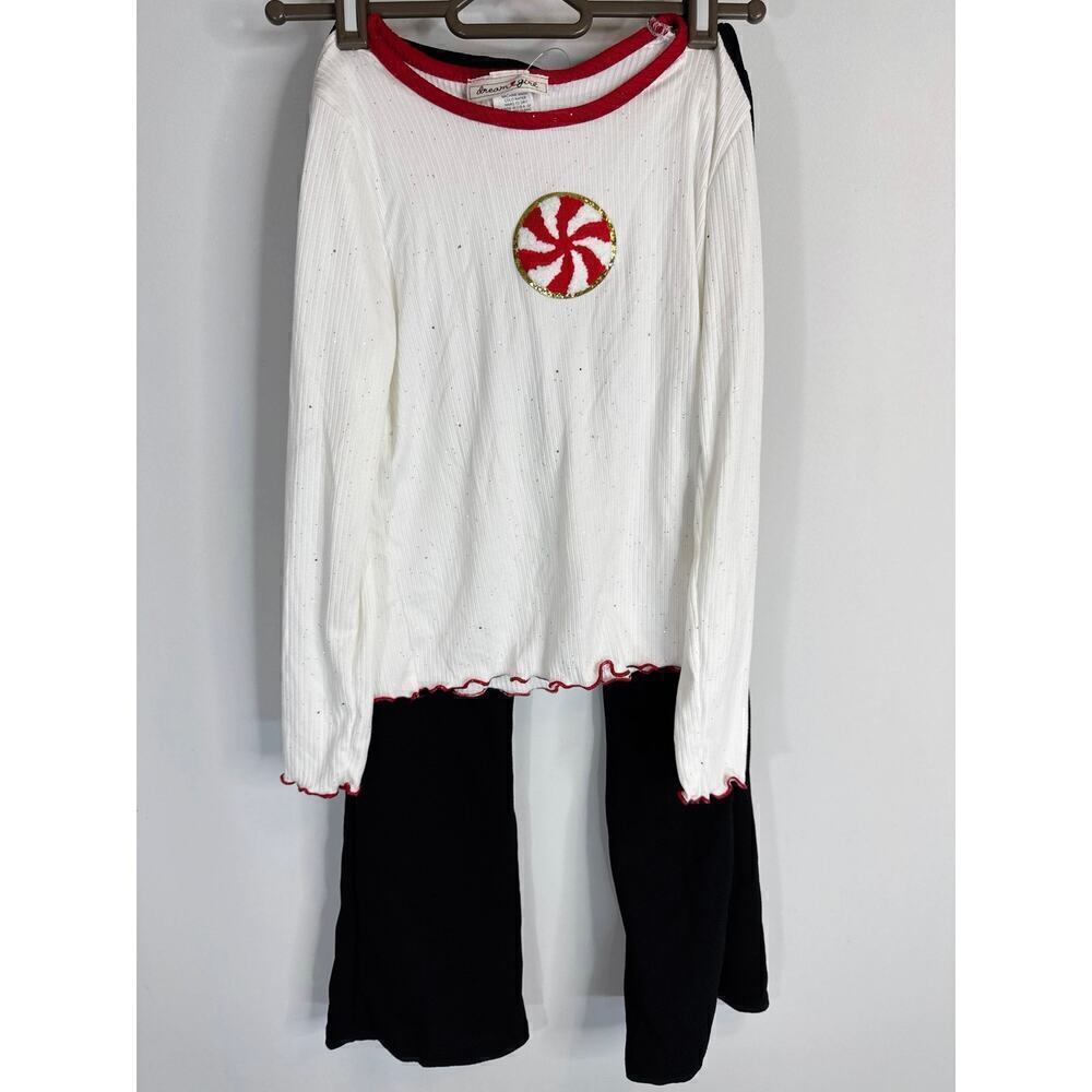 Dream Girl Holiday Theme Sparkly Peppermint Candy Outfit 2 pcs Girls Size 8 NWOT